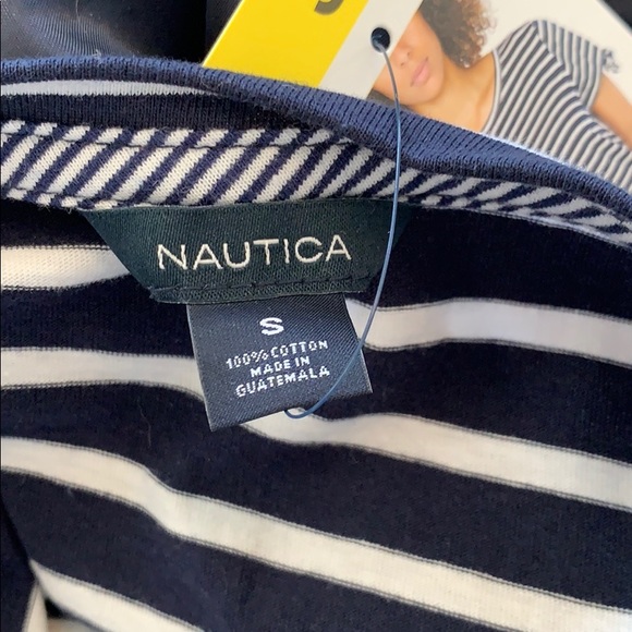 Navy Stripe Tee, keyhole tie shoulders - Picture 5 of 6